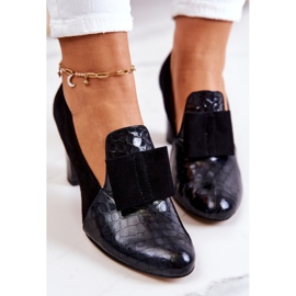 PA2 Schwarze Kathleen-Wildleder-Schlangenleder-Pumps 1