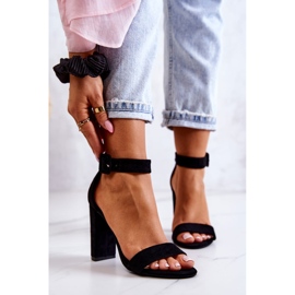 Schwarze Jacqueline Wildleder High Heels Sandalen 2