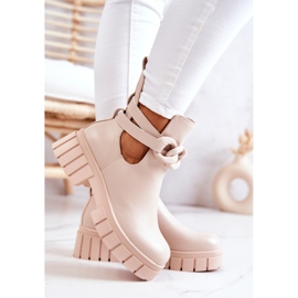 FB2 Lederstiefeletten mit einem Schnitt Beige Karen 1