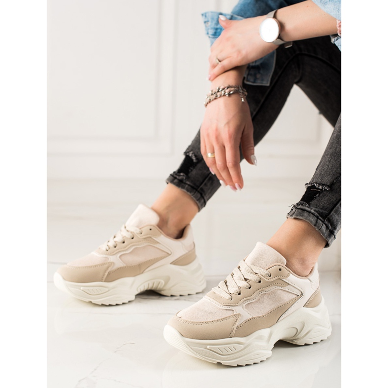 Marquiz Beige Sneakers auf der Plattform 1