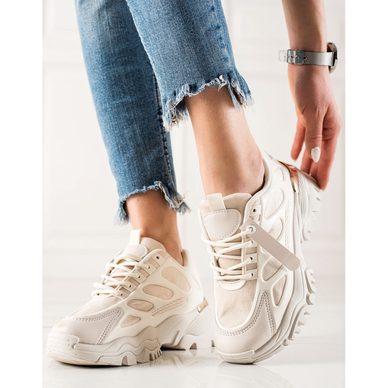 TRENDI Sneakers mit Wildledereinsätzen beige 1