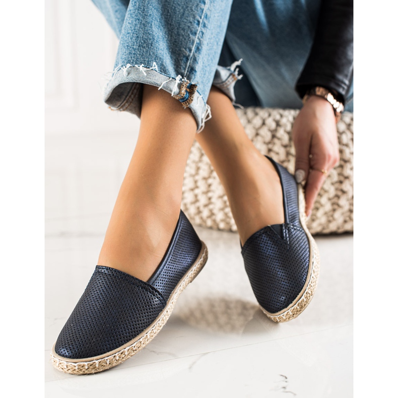 TRENDI Bequemer Espdryle mit Öko-Leder navy blau 2