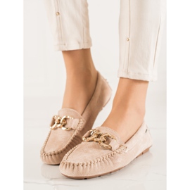 Goodin Klassische Mokassins mit Ornament beige 2