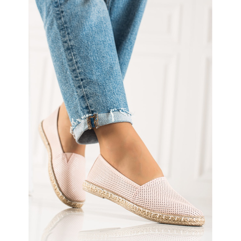 TRENDI Bequeme Eco-Leder-Espadrilles rosa 2