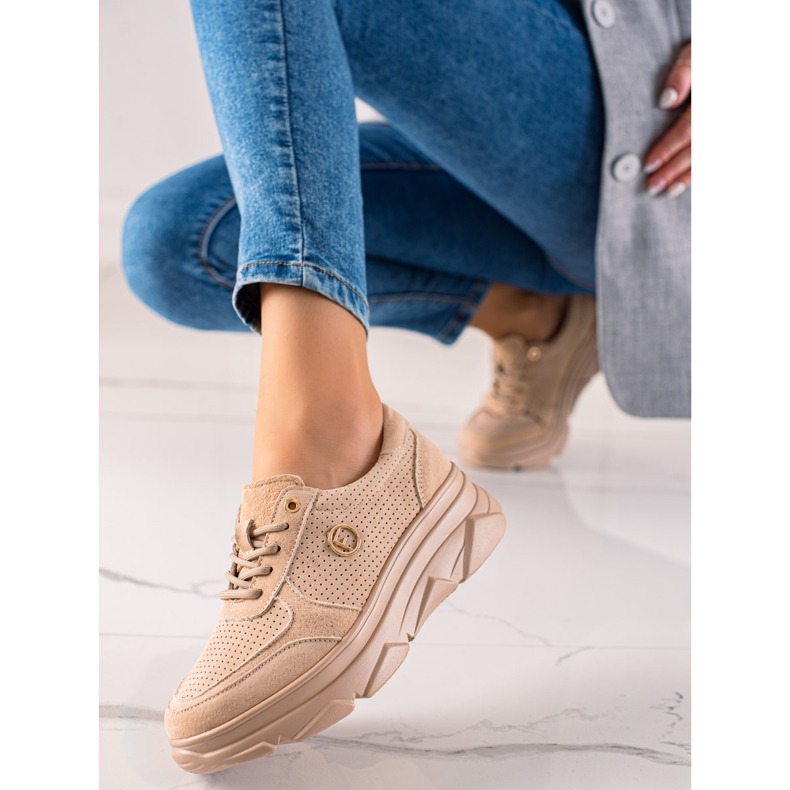 Filippo Beige Leder Sneakers braun 1