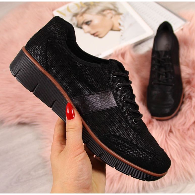 Lederschuhe auf dem Keil Filippo W PAW68A schwarz 1