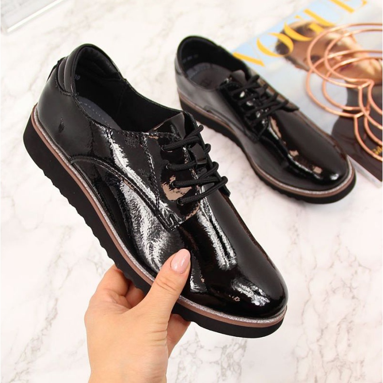 Leder lackierte Schuhe Filippo W PAW174 schwarz 1