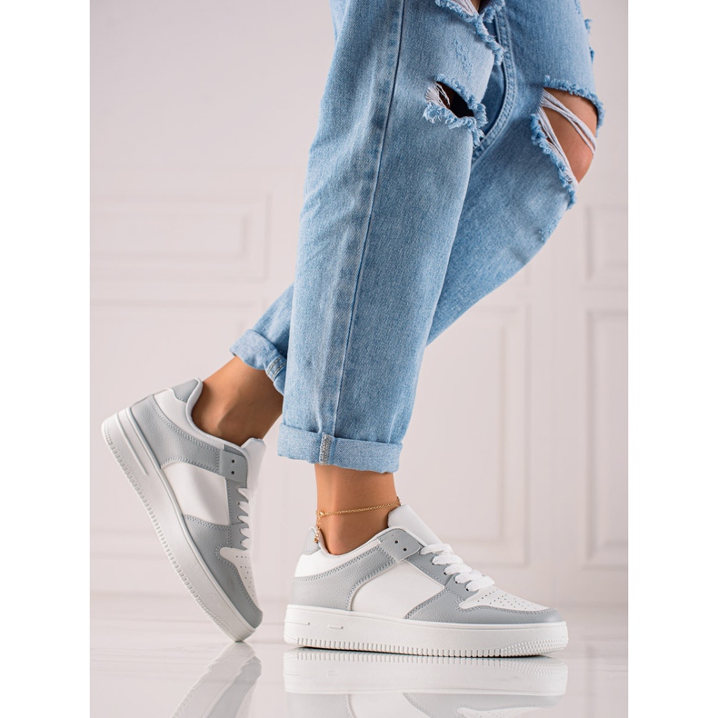 TRENDI Sportschuhe aus Öko-Leder weiß grau 2