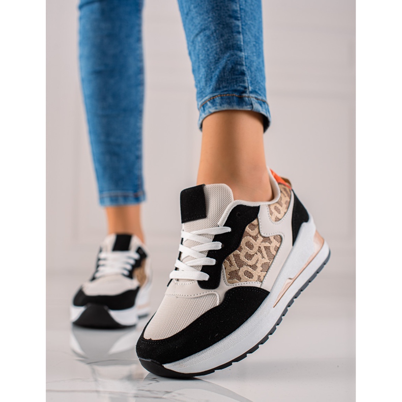 TRENDI Stylische Sneaker auf der Plattform beige braun schwarz 1
