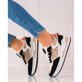 TRENDI Stylische Sneaker auf der Plattform beige braun schwarz 2