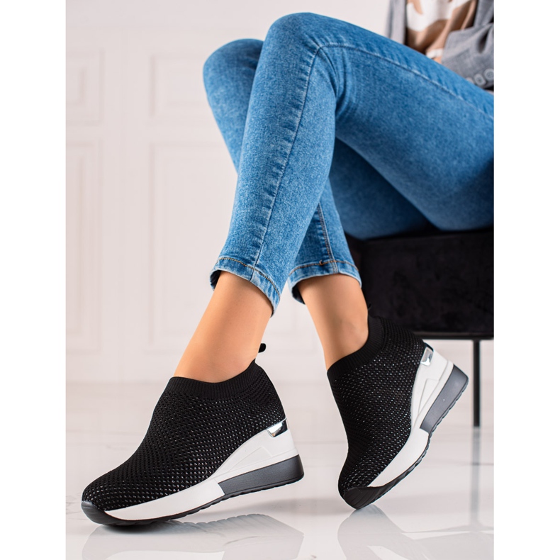 TRENDI Stylische Sneaker mit Keilabsatz schwarz 1