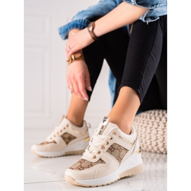 TRENDI Mode Turnschuhe auf Keil beige braun 2