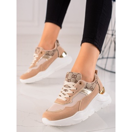 TRENDI Stylische Sneaker beige braun golden 2