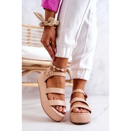 FS1 Ledersandalen mit Schnalle Beige anmutig 1