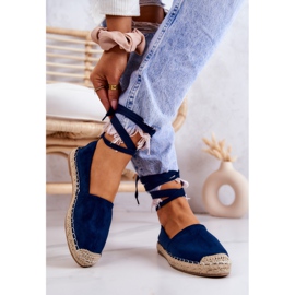 FB1 Ismanne Marineblaue Wildleder Espadrilles Gebunden 2