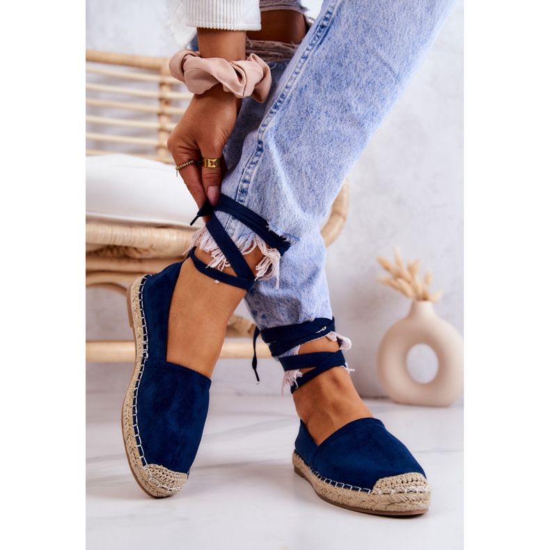 FB1 Ismanne Marineblaue Wildleder Espadrilles Gebunden 2