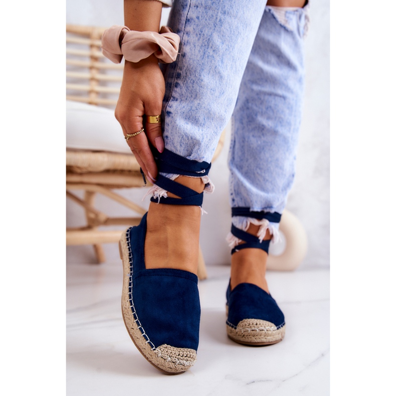 FB1 Ismanne Marineblaue Wildleder Espadrilles Gebunden 1