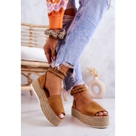 FB2 Sandalen Espadrilles auf der Camel Jeannie Platform braun gelb 2