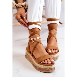 FB2 Wildleder-Espadrilles auf Keilsandalen Camel Shanna braun 1