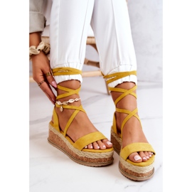 FB2 Wildleder-Espadrilles auf Keilsandalen Gelb Shanna 1