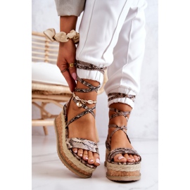 FB2 Espadrilles-Sandalen aus Leder mit Keilabsatz Beige-Braun Shanna 2