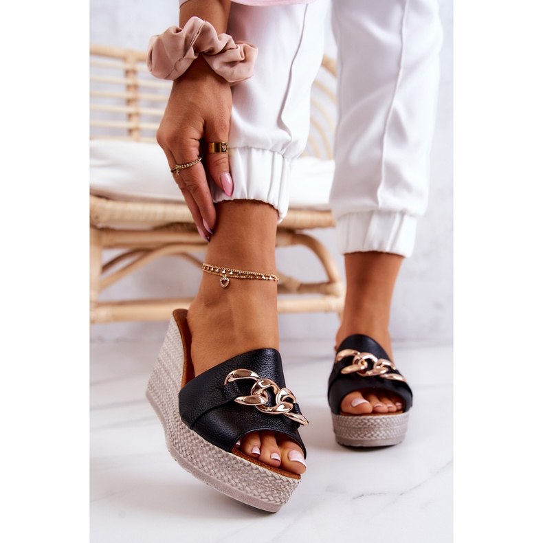 Lewski Shoes Keilhausschuhe aus Leder Lewski 3062 Schwarz 2