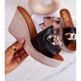 Lewski Shoes Keilhausschuhe aus Leder Lewski 3062 Schwarz 1