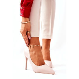 WS1 Leder-Stilettos in Spitz Beige Hanne 2