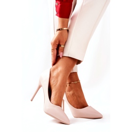 WS1 Leder-Stilettos in Spitz Beige Hanne 3