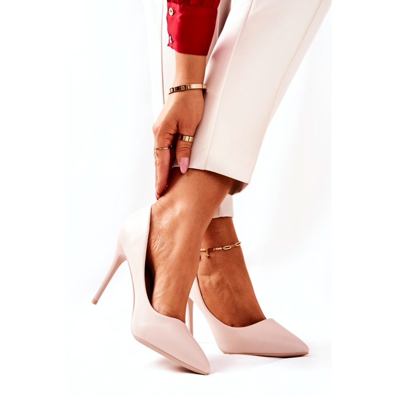 WS1 Leder-Stilettos in Spitz Beige Hanne 3