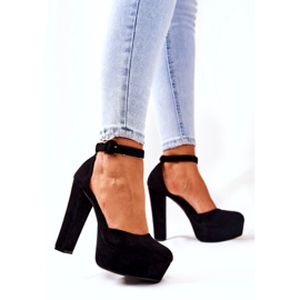 SEA Damen Pumps mit Absatz Plateau Wildleder Schwarz Netel 4