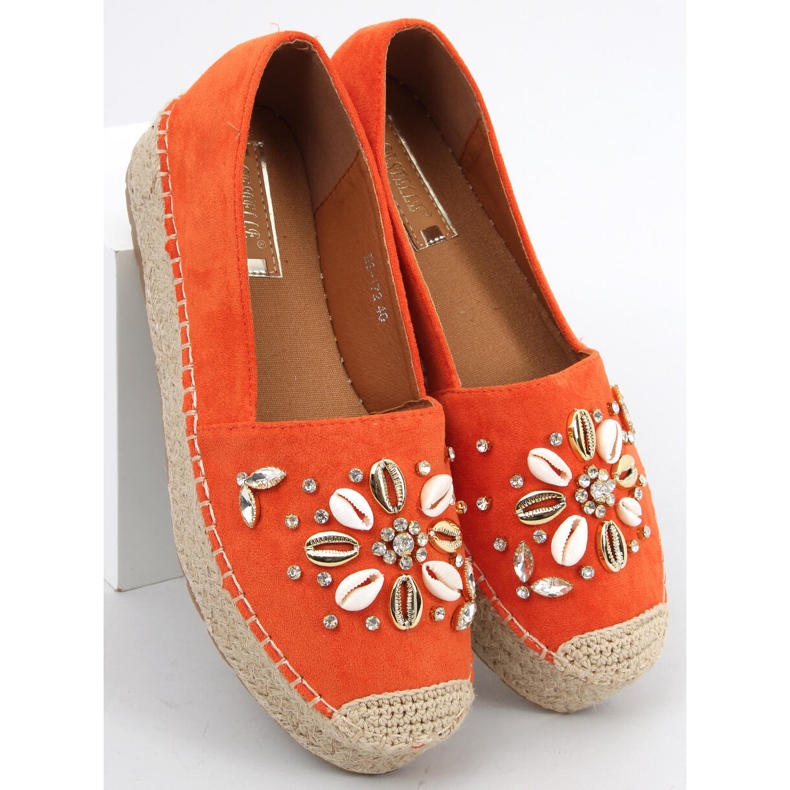 Manami Orange Espadrilles mit Muscheln 1