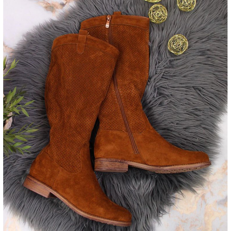 Frühlingsstiefel durchbrochen S. Barski W OLI139B Kamel braun 2