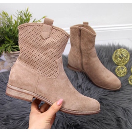 Durchbrochene Stiefel S. Barski W OLI140B beige 1