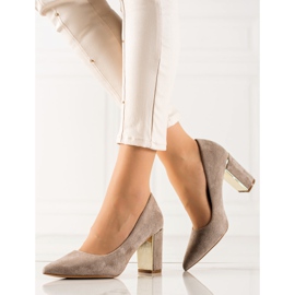Goodin Beige Pumps mit Wildleder 1