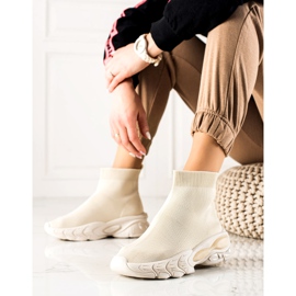 TRENDI Stilvolle Turnschuhe mit einer Socke beige 1