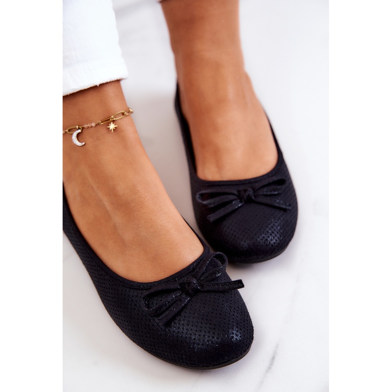 Klassische Damen-Ballerinas, profilierte Innensohle, schwarze Fimme 1