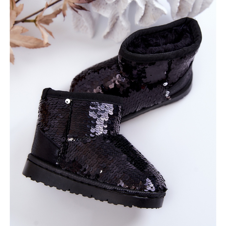 FR1 Warme Schneestiefel für Kinder mit Pailletten Black Shard schwarz 2