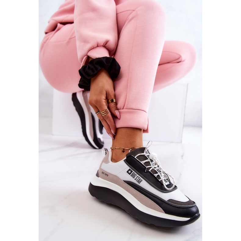 Sportschuhe Turnschuhe Big Star JJ274998 Weiß und Schwarz beige grau 1