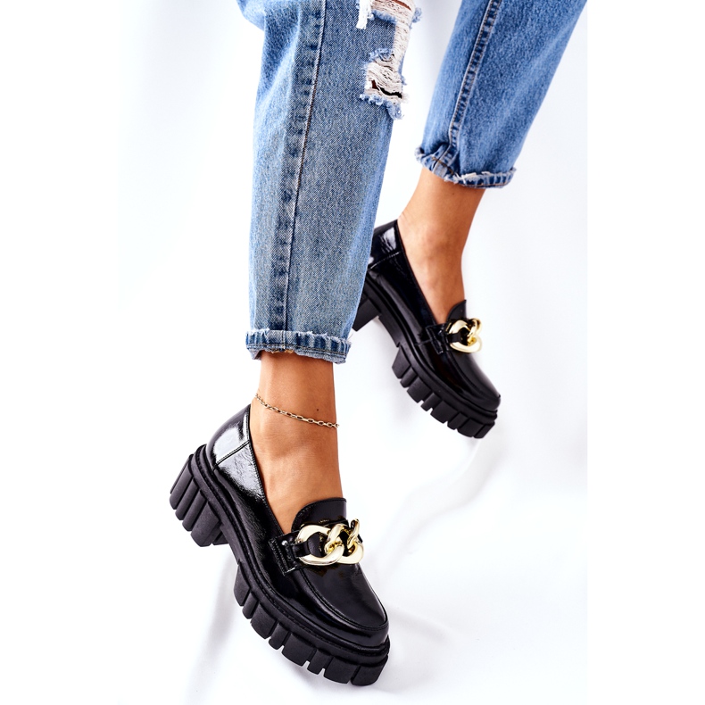 Damen Loafer Leder Loafer Schwarz Laura Messi 2339 2