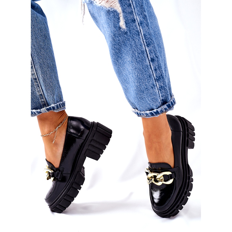 Damen Loafer Leder Loafer Schwarz Laura Messi 2339 3