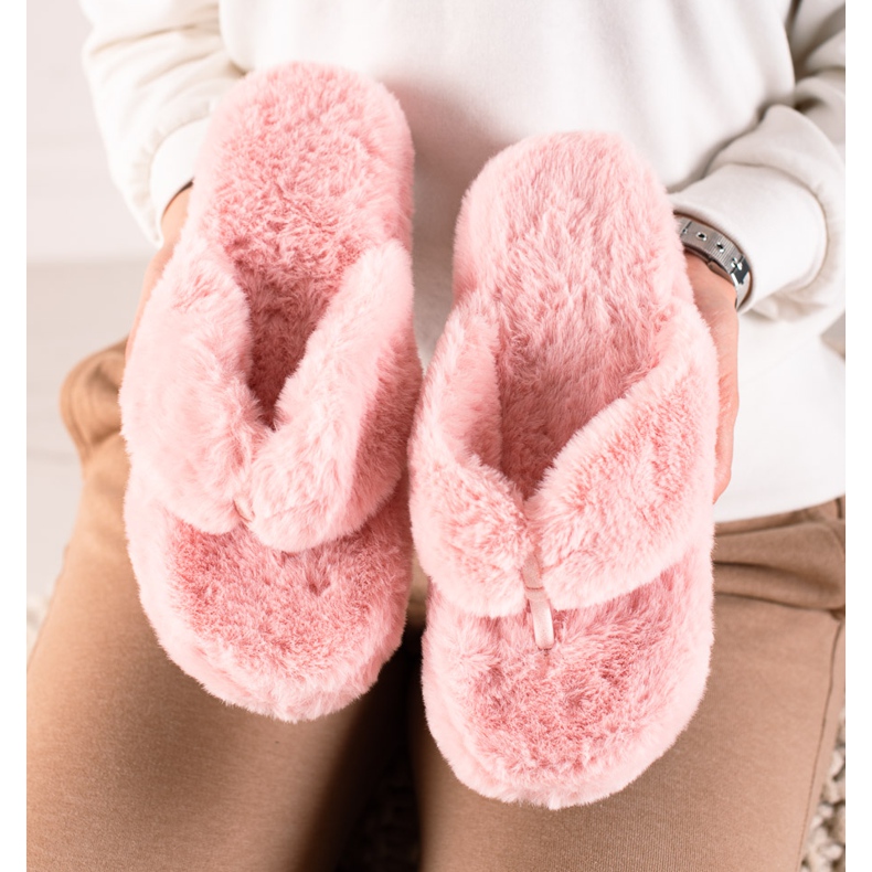 TRENDI Pelz-Flip-Flops rosa 1