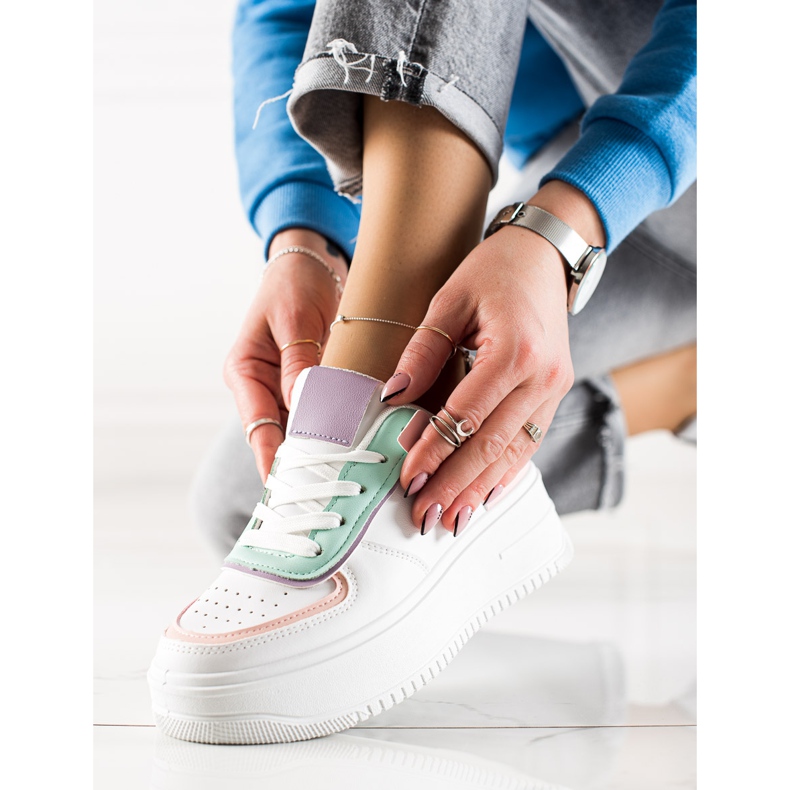 TRENDI Modische Sneakers auf breiter Plattform weiß mehrfarbig 2