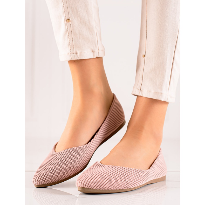 VINCEZA gestreifte Ballerinas rosa 1