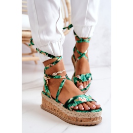 FB2 Sandalen Espadrilles auf Wedge Green Roxanne Flowers mehrfarbig grün 1