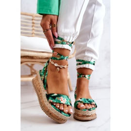 FB2 Sandalen Espadrilles auf Wedge Green Roxanne Flowers mehrfarbig grün 2