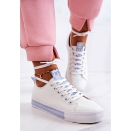 Damen Leder Sneakers Weiß und Blau Mikayla 1