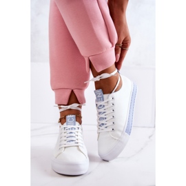 Damen Leder Sneakers Weiß und Blau Mikayla 2