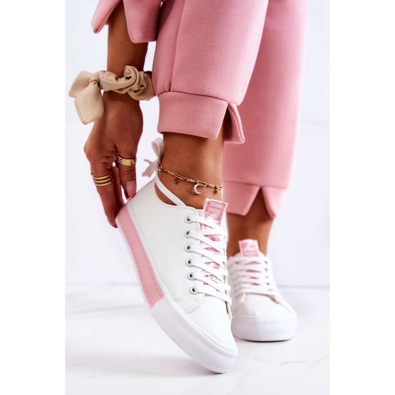 PS1 Damen-Sneakers aus Leder Weiß-Rosa Mikayla 1