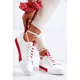 PS1 Damen Leder Sneakers Weiß und Rot Mikayla 2